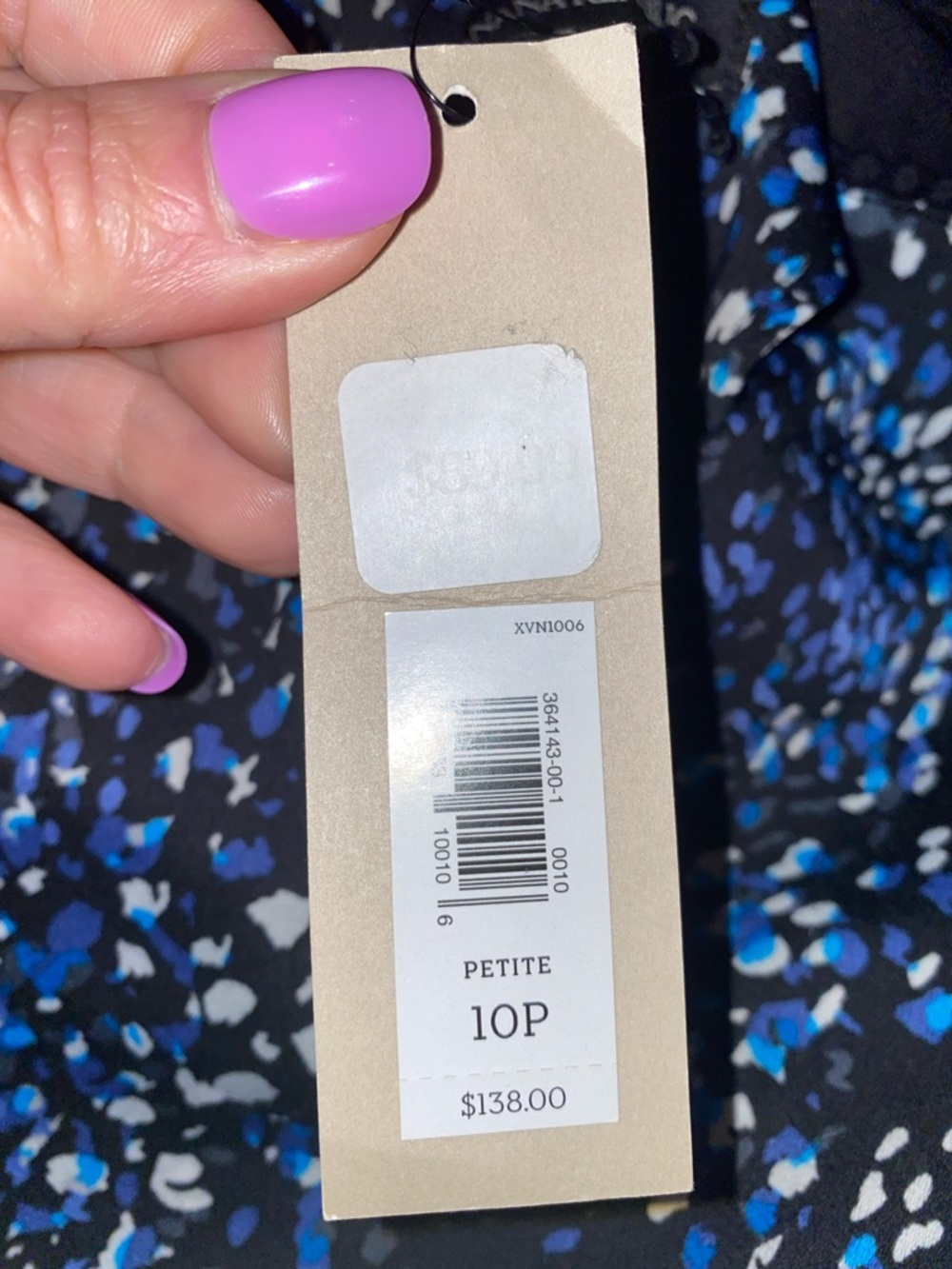 NWT! Banana Republic Black, Blue and White Speckled Long Sleeve Dress Size 10P - Picture 11 of 14